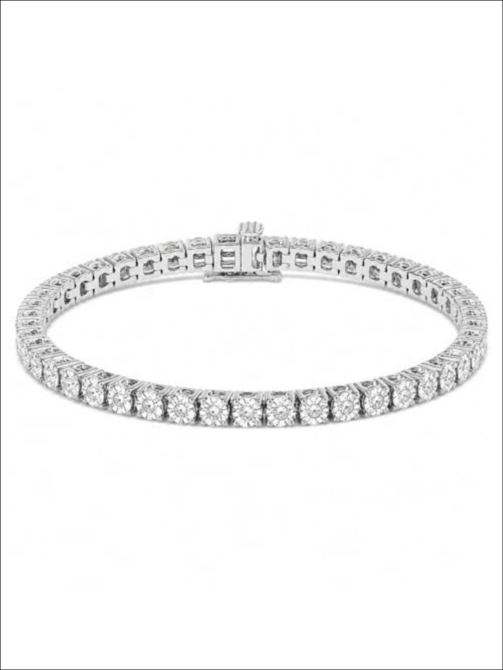 Sterling Silver Diamond Tennis Bracelet 7in Miracle Bezel